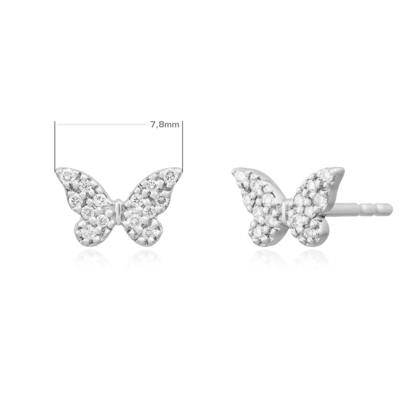 Handgefertigte Butterfly Sparkle Studs mit Zirkonia | PaLu Jewelry